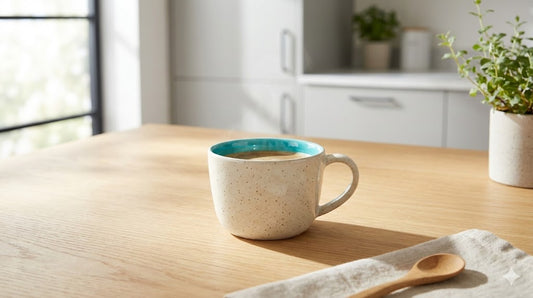 ceramic mug with color inside used for everyday coffee