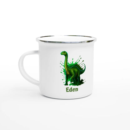 Personalized white 12oz enamel mug