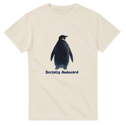 Socially Awkward Penguin heavyweight unisex crewneck t-shirt, Gildan 5000