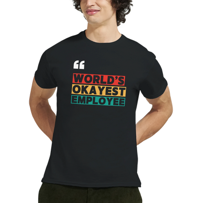 Buy custom sweatshirt with Worlds Okayest Employee design, heavyweight unisex crewneck, fun and casual
