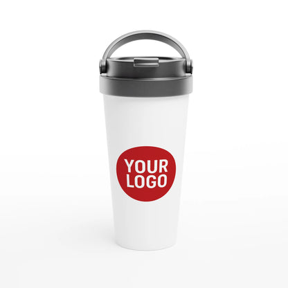 White 15oz stainless steel travel mug